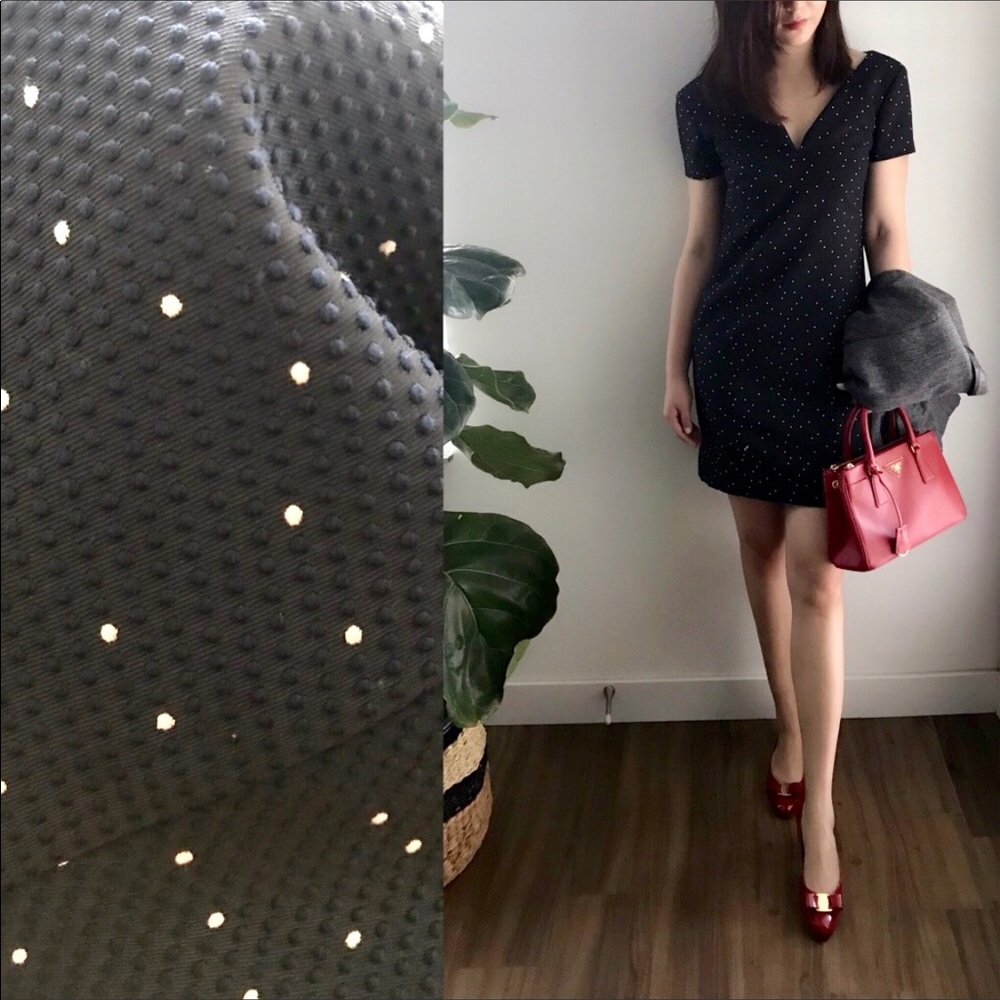 Ann Taylor navy blue polka dot dress